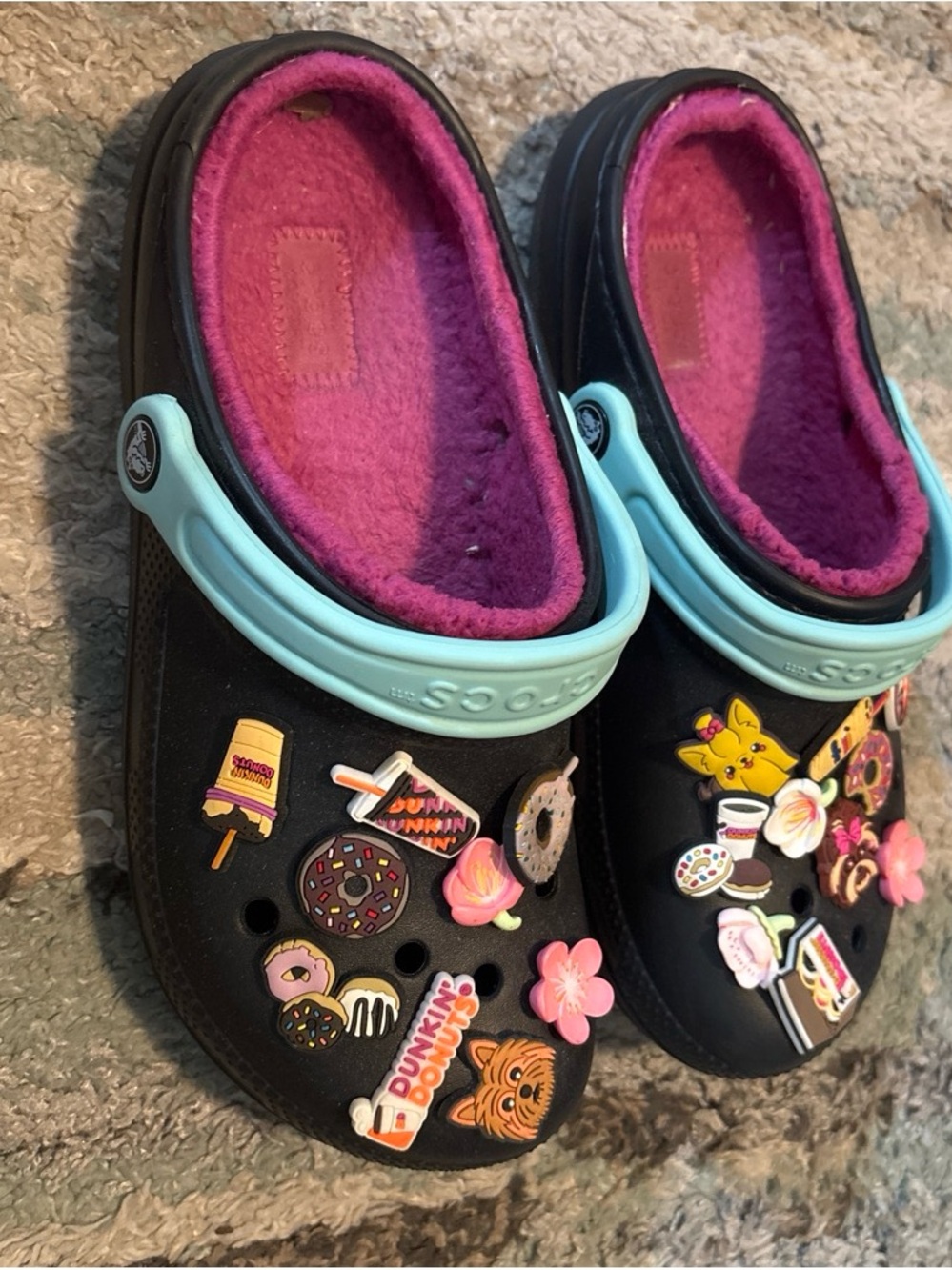 Crocs Classic Clog with Pink Liner and Aqua Strap